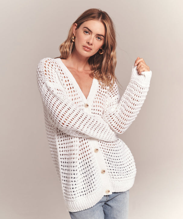 Luxe Chunky Cotton Pointelle Cardigan