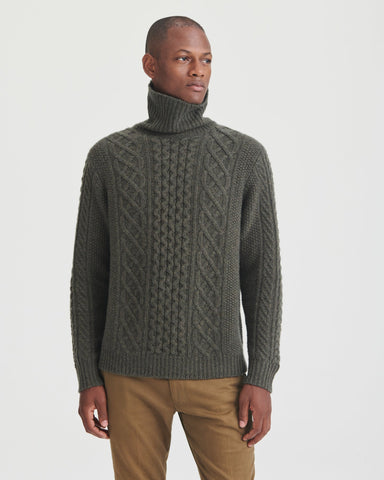 Mens turtleneck sale fisherman sweater