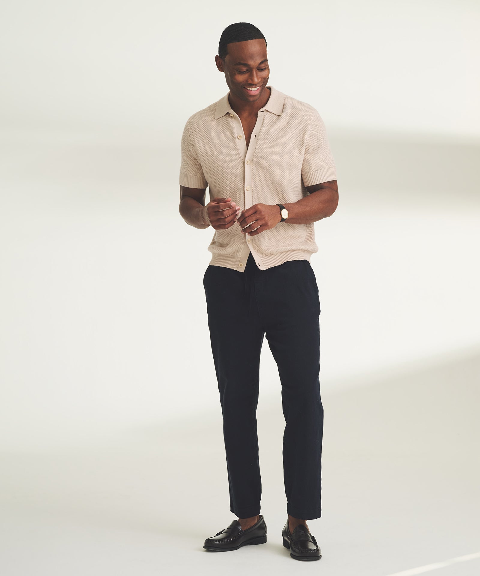 tan button shirt