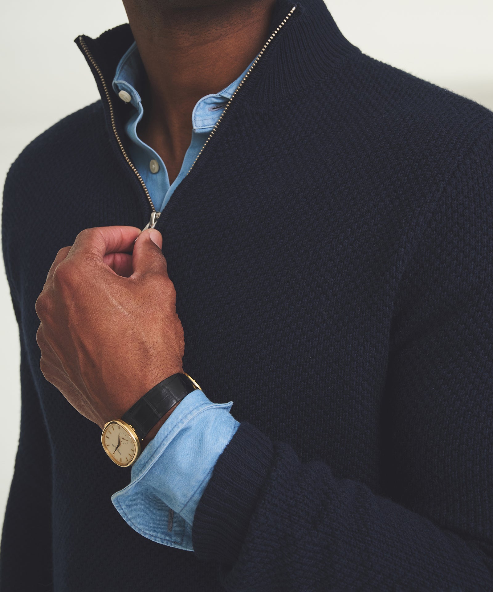 Textured Cotton Quarter Zip – NAADAM