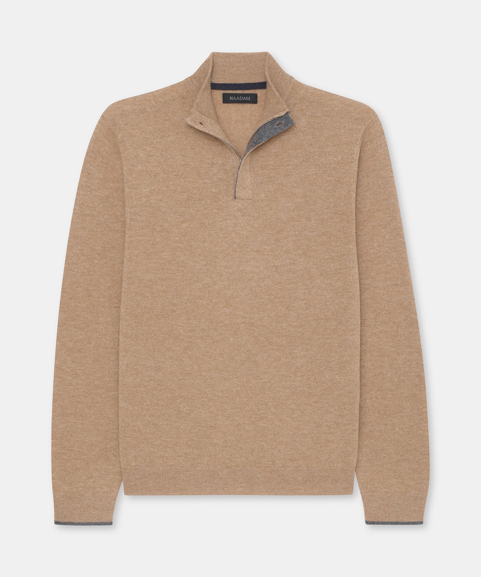 Cashmino Quarter Button Sweater with Contrast Trim – NAADAM