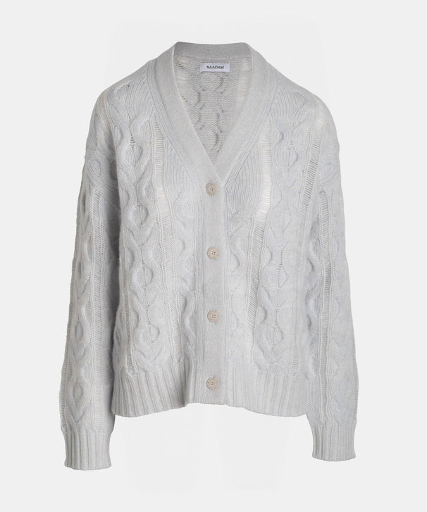 Cashmere Open Cable Marled Cardigan