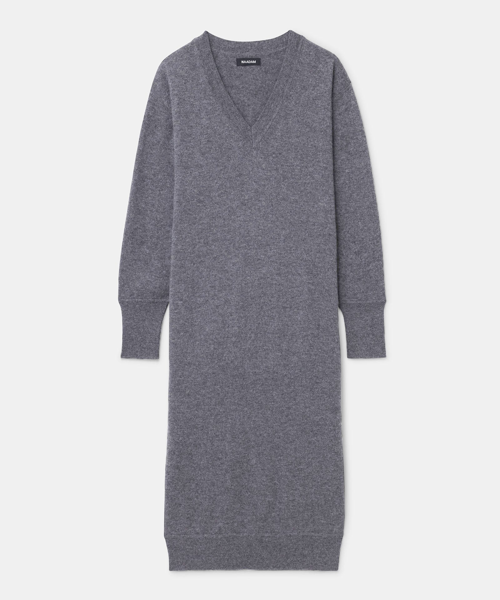 Naadam Signature Cashmere V-Neck Dress in Latte