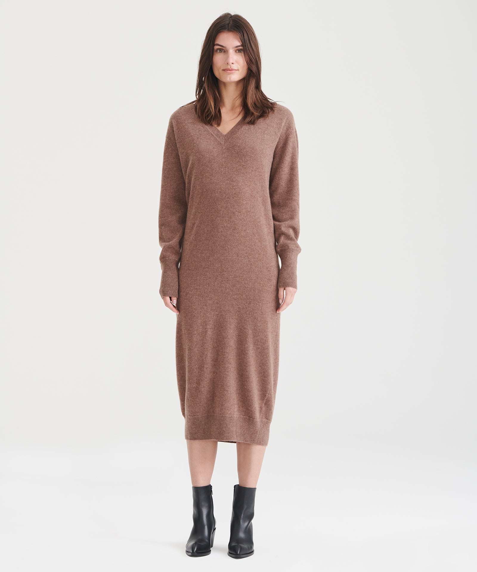 Signature Cashmere V-Neck Dress – NAADAM