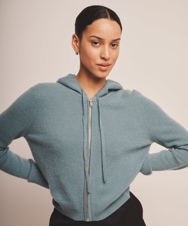 Signature Cashmere Cropped Zip Up Hoodie NAADAM