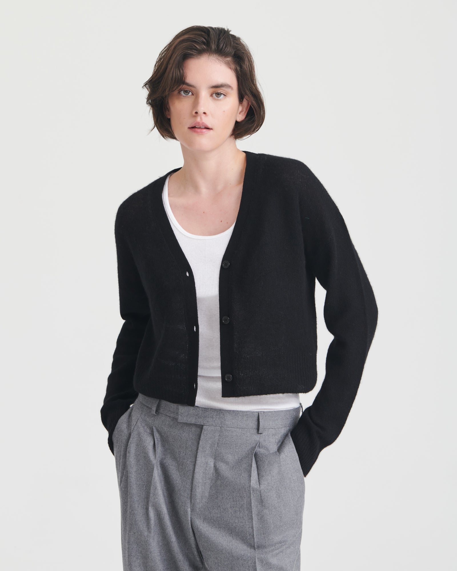 Featherweight Cashmere Cropped Cardigan – NAADAM