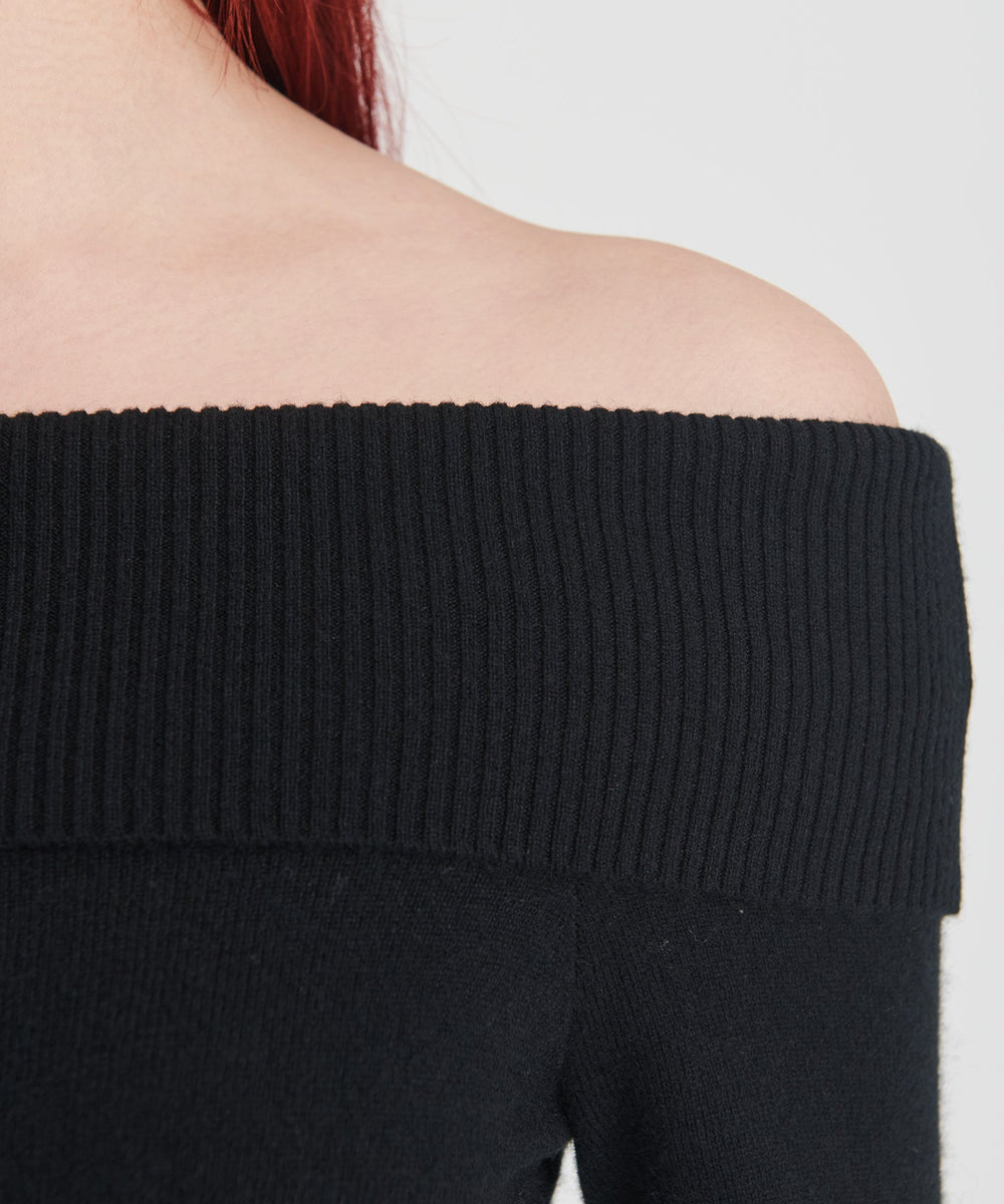 Signature Cashmere Off The Shoulder Dress – NAADAM