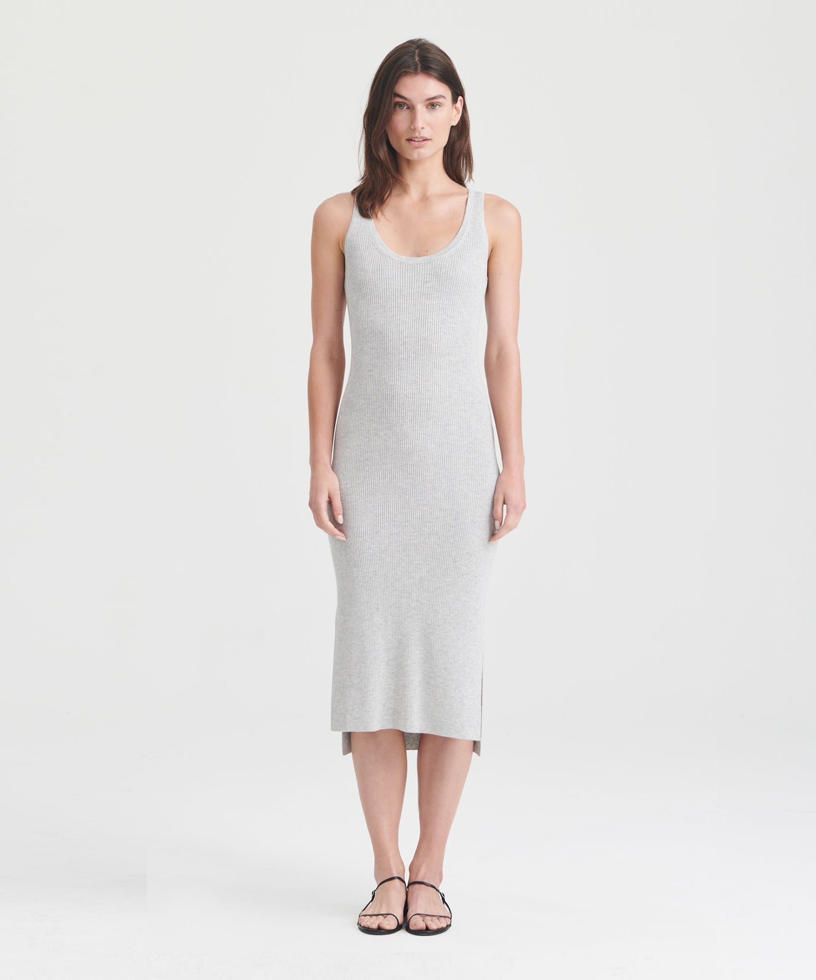 NAADAM Silk Cashmere Midi Tank Dress in Cement, S