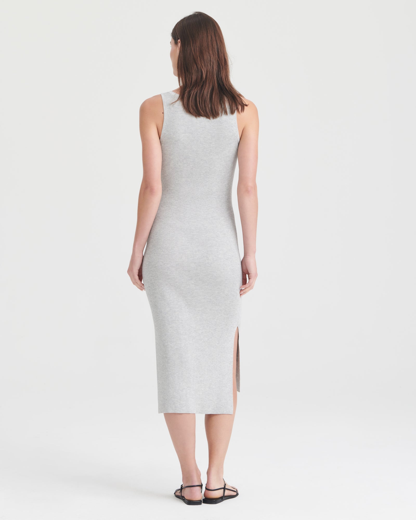 NAADAM Silk Cashmere Midi Tank Dress in Cement, S