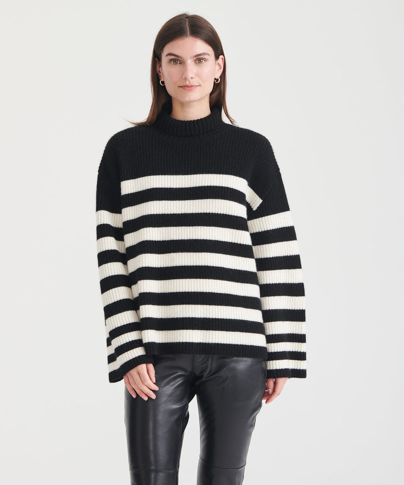Super Luxe Cashmere Striped Turtleneck NAADAM