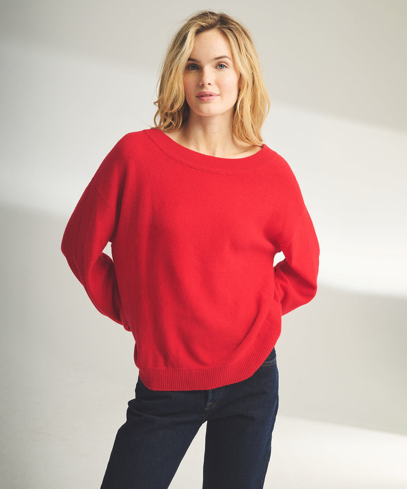 Wide neck sweater top