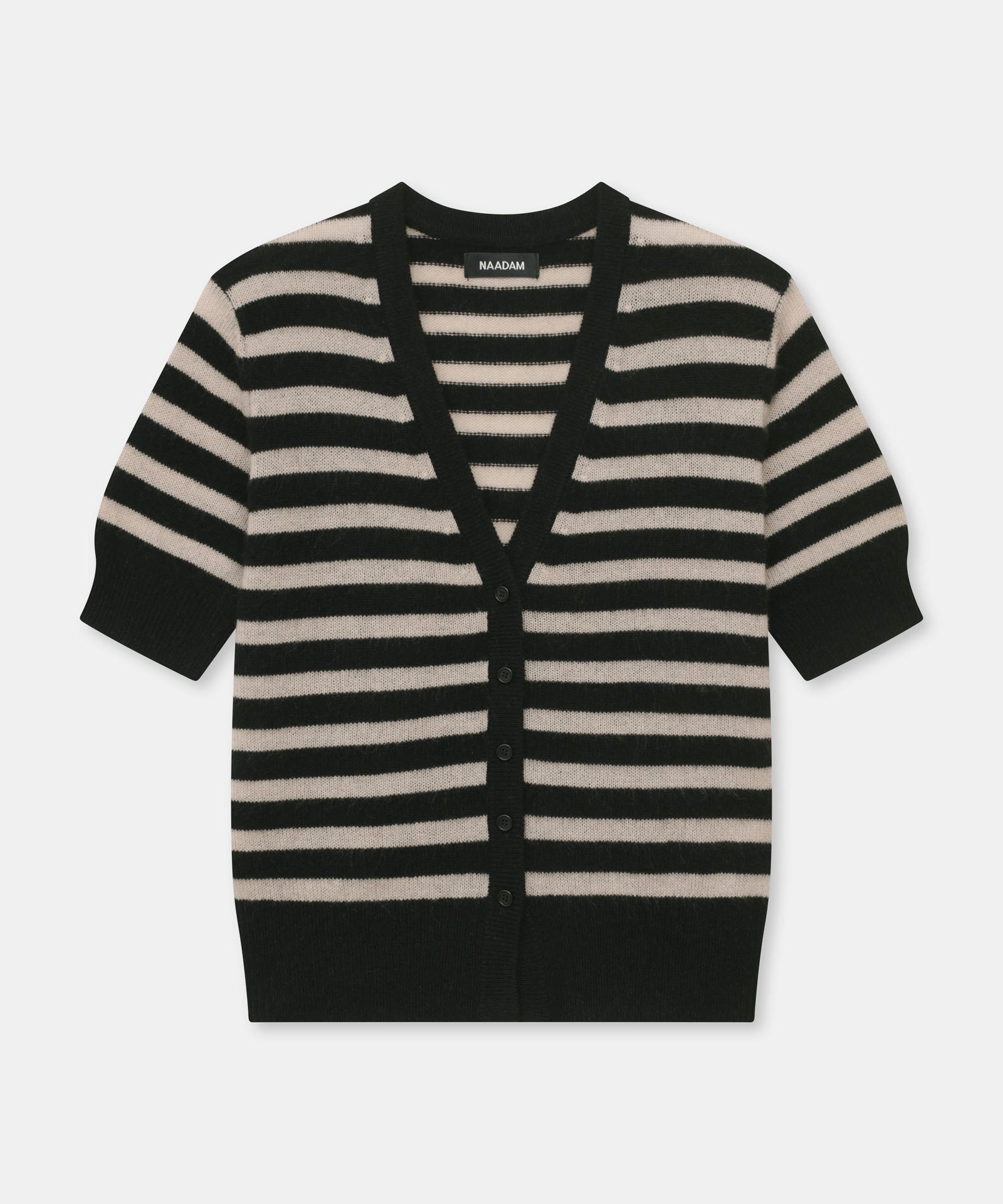 Lightweight Cashmere Striped Short Sleeve Cardigan – NAADAM