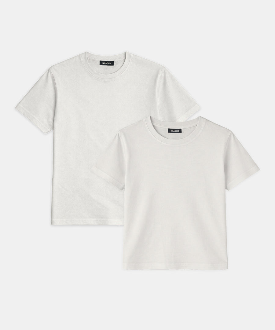 2-Pack Lightweight Brushed Cotton Relaxed Tee & Slim Tee