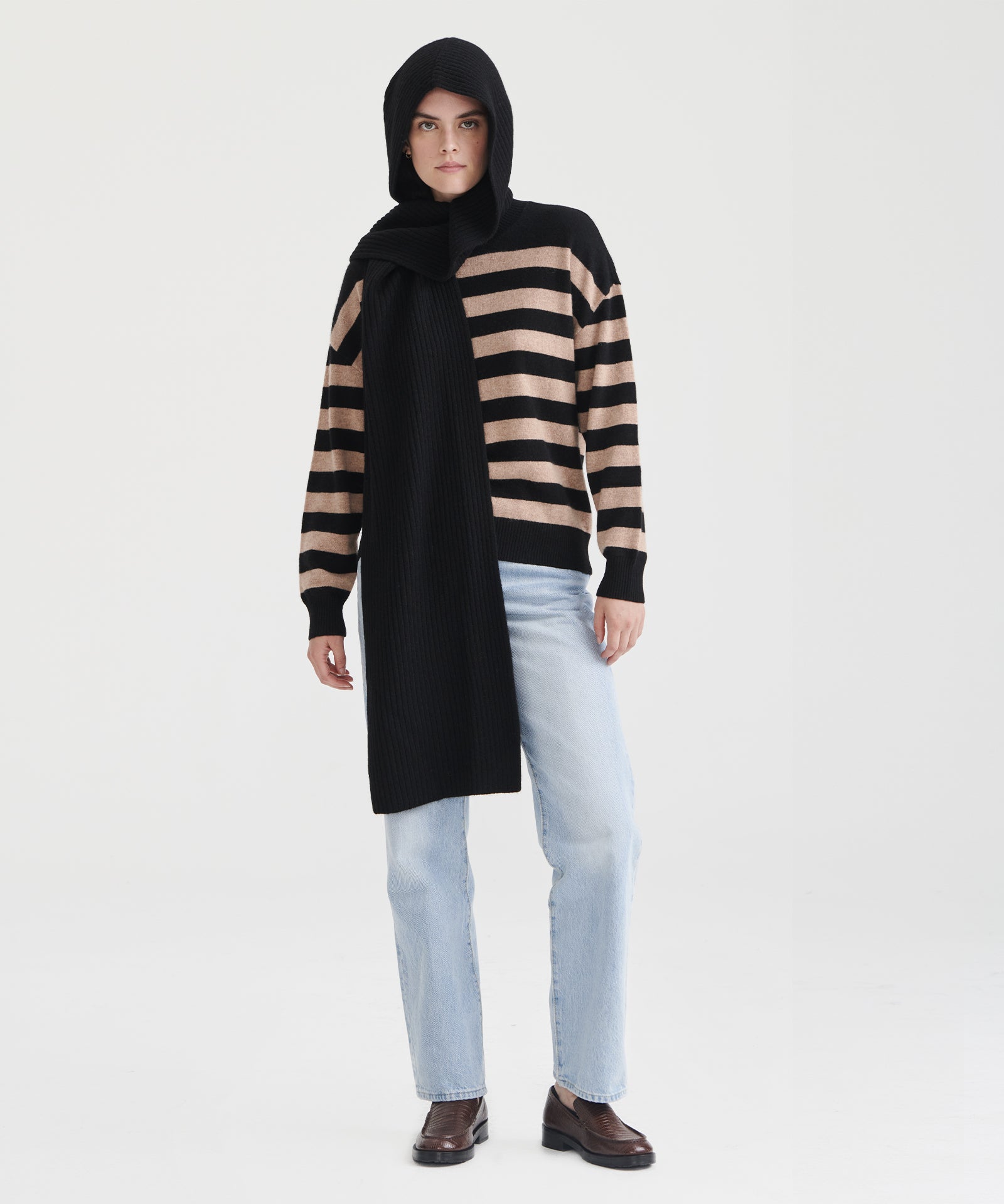 Luxe Cashmere Ribbed Hooded Scarf – NAADAM