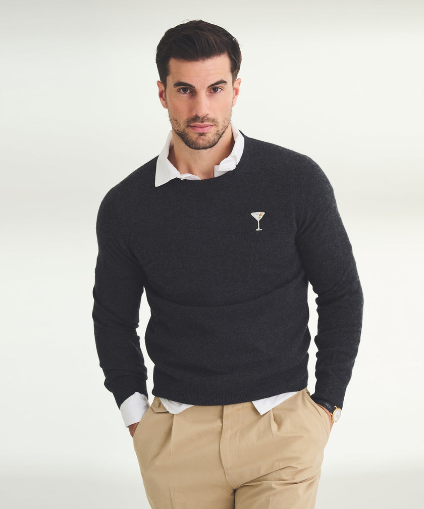Men&#39;s Embroidered Martini Cashmere Sweater