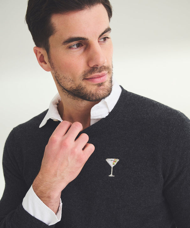 Men's Embroidered Martini Cashmere Sweater