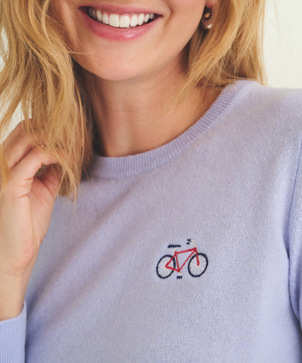 Women's Embroidered Bicycle Cashmere Sweater