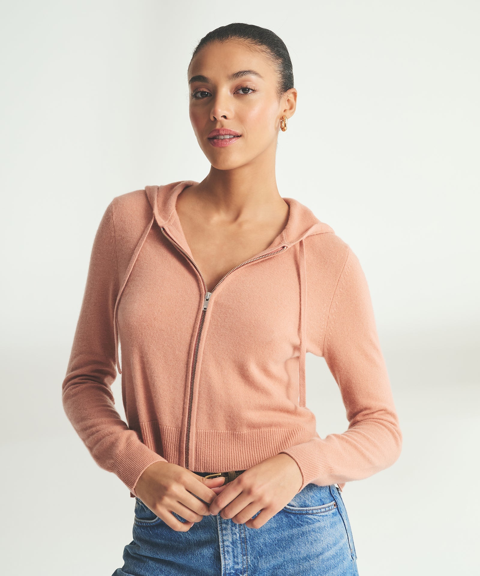 Signature Cashmere Cropped Zip Up Hoodie – NAADAM
