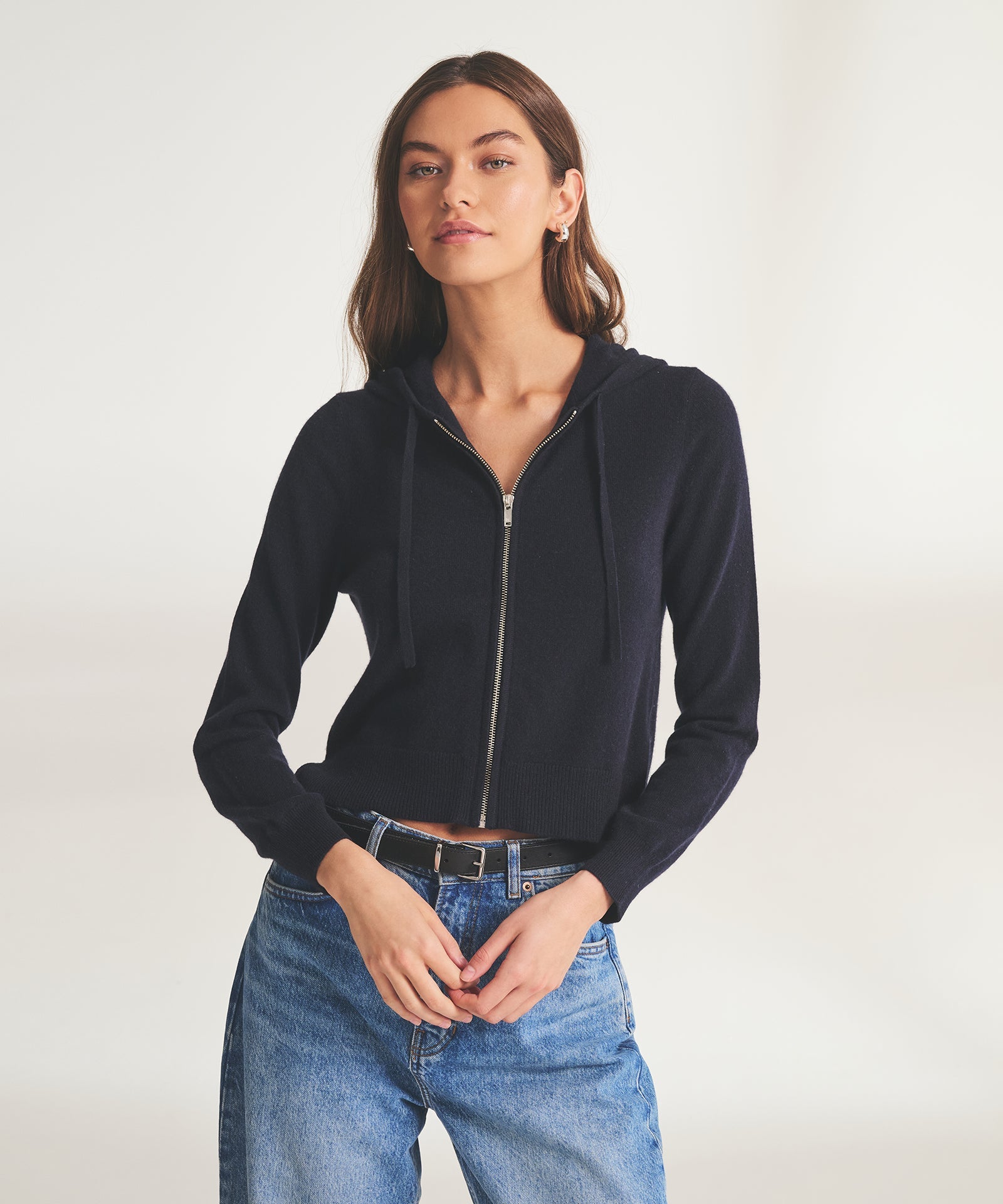Signature Cashmere Cropped Zip Up Hoodie – NAADAM