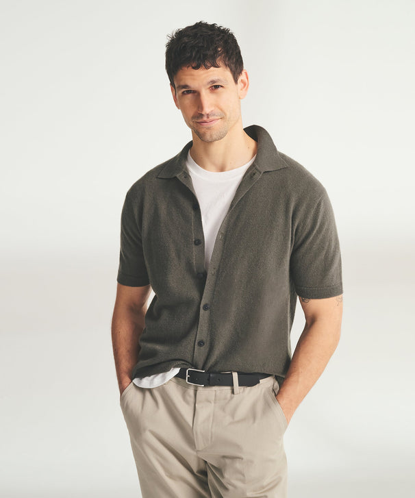 Signature Cashmere Short Sleeve Button Down