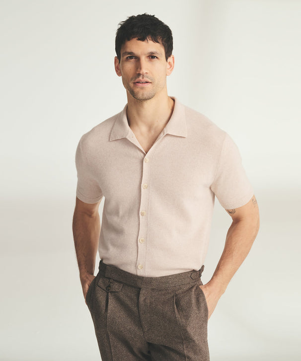 Signature Cashmere Short Sleeve Button Down