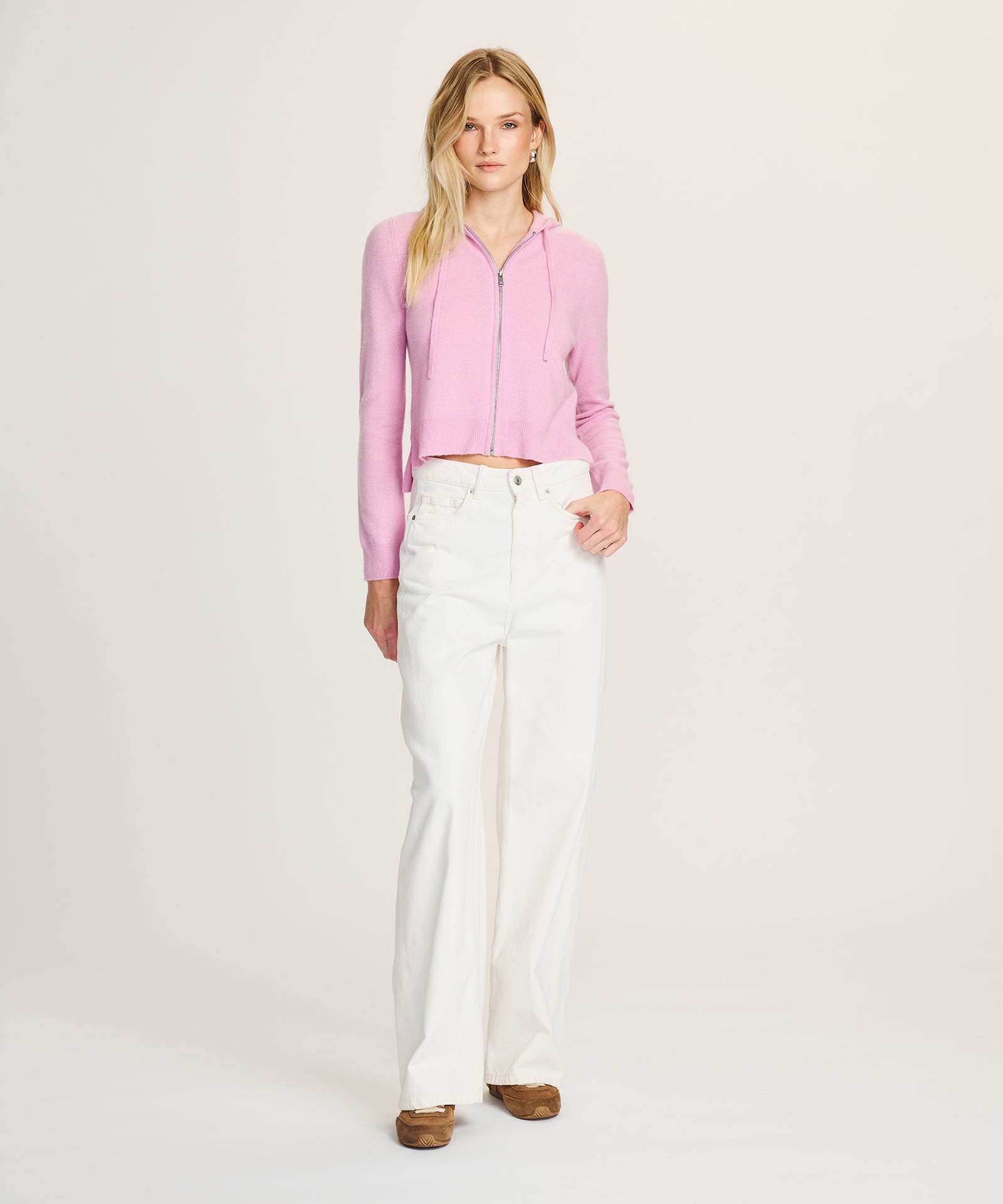 Signature Cashmere Cropped Zip Up Hoodie – NAADAM