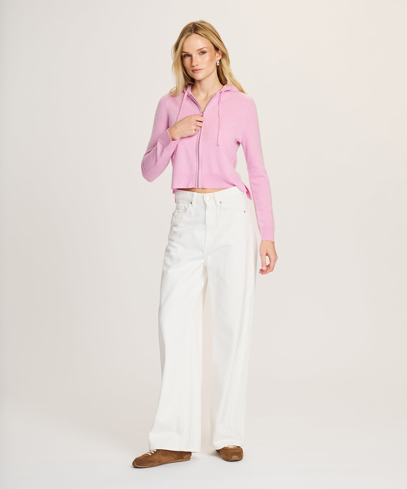Signature Cashmere Cropped Zip Up Hoodie – NAADAM