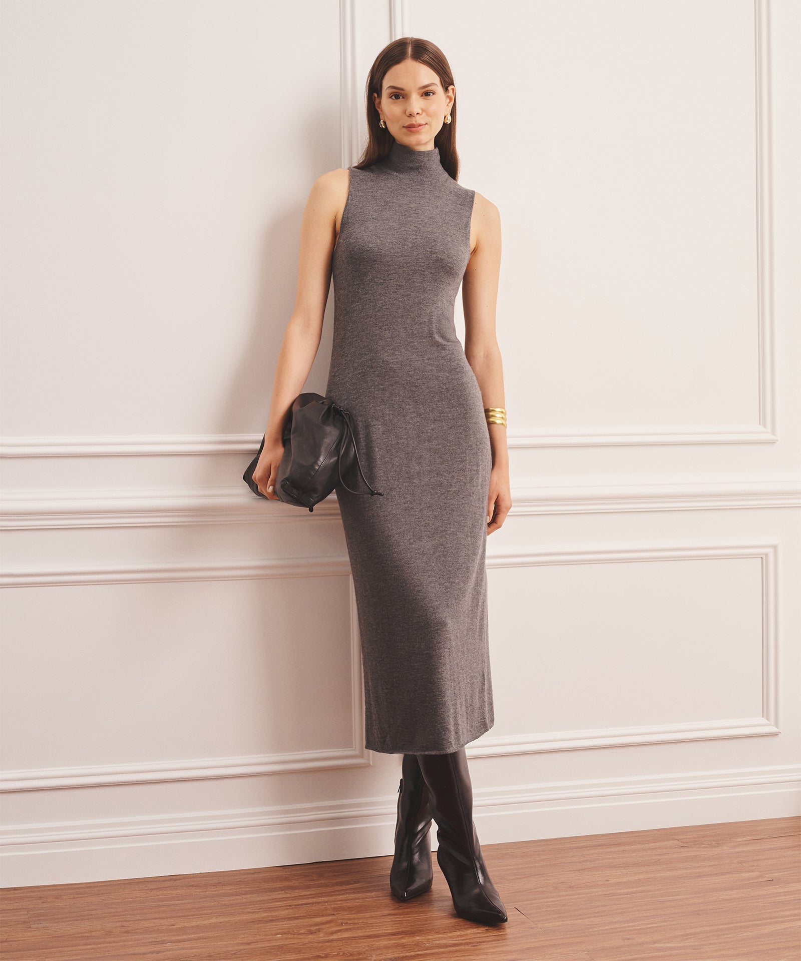 Super Fine Cashmere Sleeveless Turtleneck Dress – NAADAM