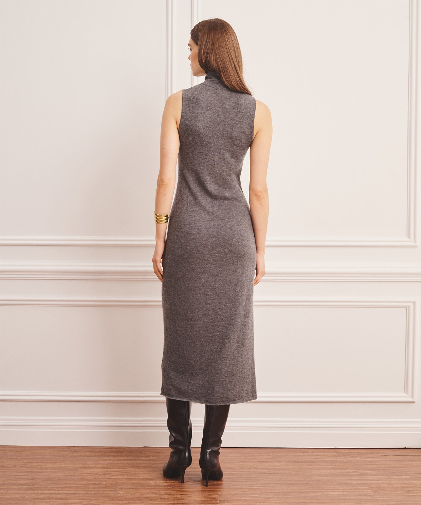 sleeveless turtleneck sweater dress Vhari Mid Grey Mel Grey / L Iron low if needed Black Sleeveless Turtleneck Sweater -