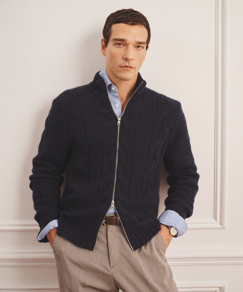 Super Luxe Cashmere Cable Full Zip Sweater – NAADAM