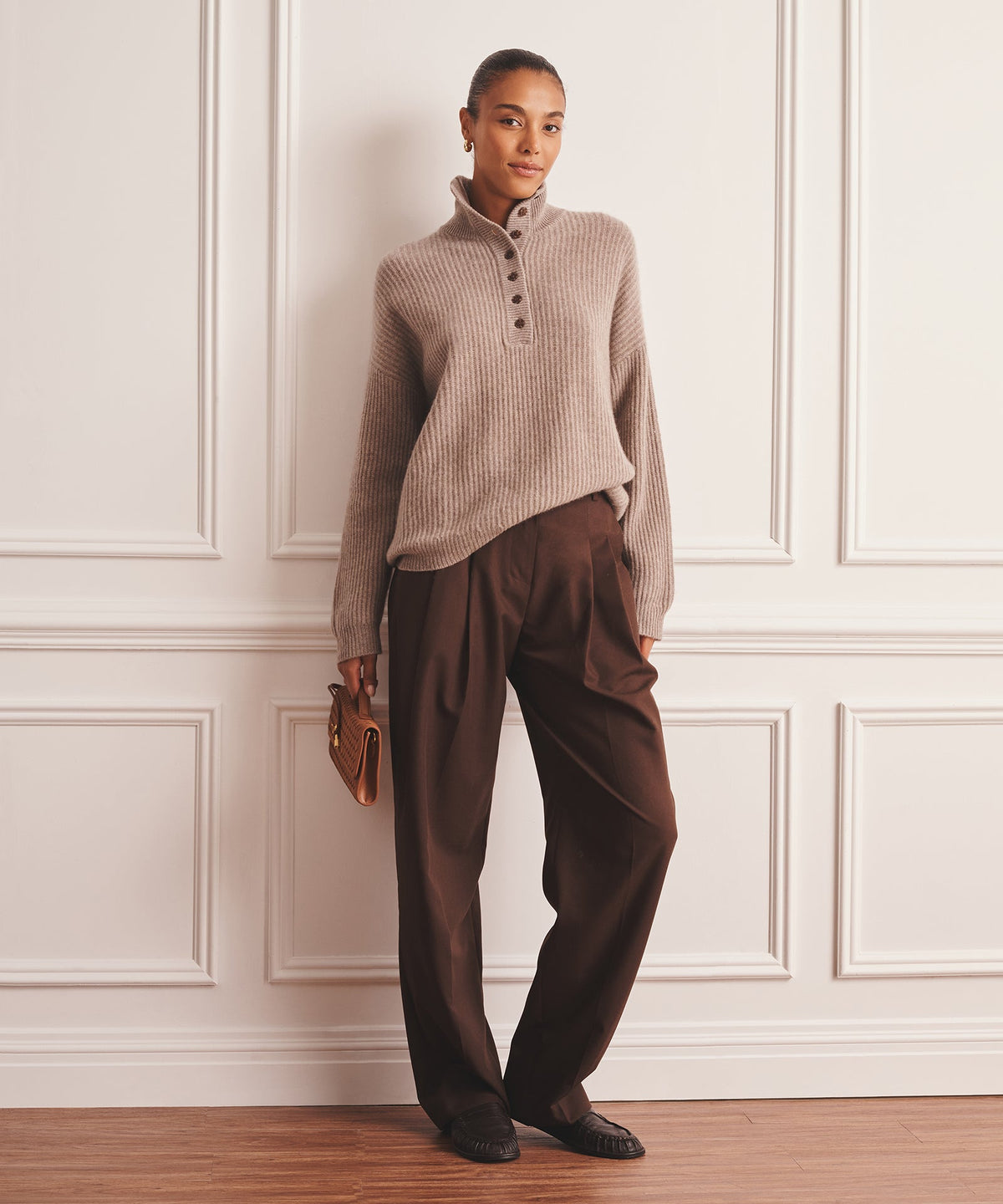 Luxe Cashmere High Neck Henley Sweater – NAADAM