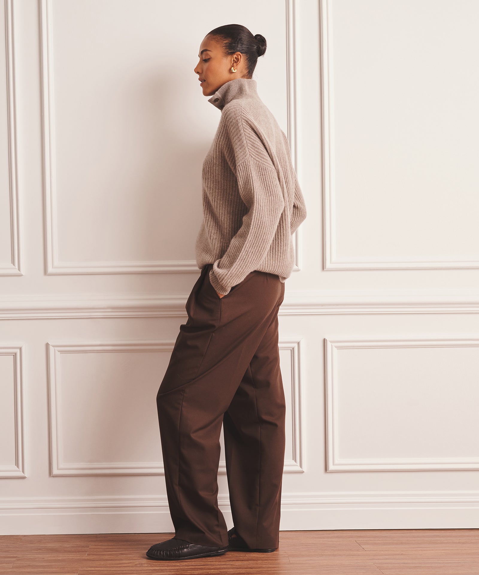 Luxe Cashmere High Neck Henley Sweater – NAADAM