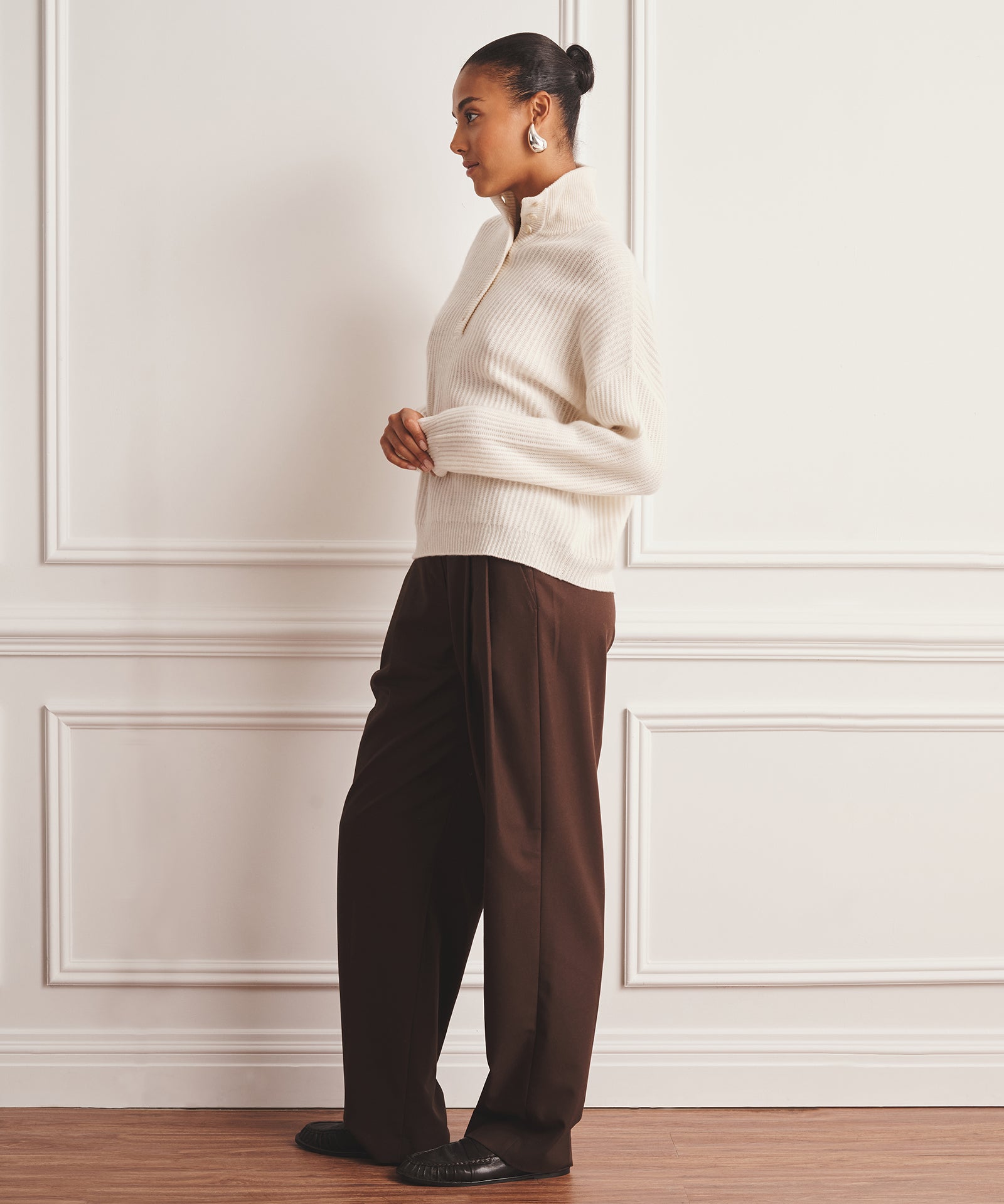 Luxe Cashmere High Neck Henley Sweater – NAADAM