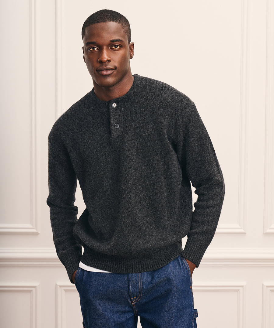 Super Luxe Cashmere Relaxed Henley Sweater