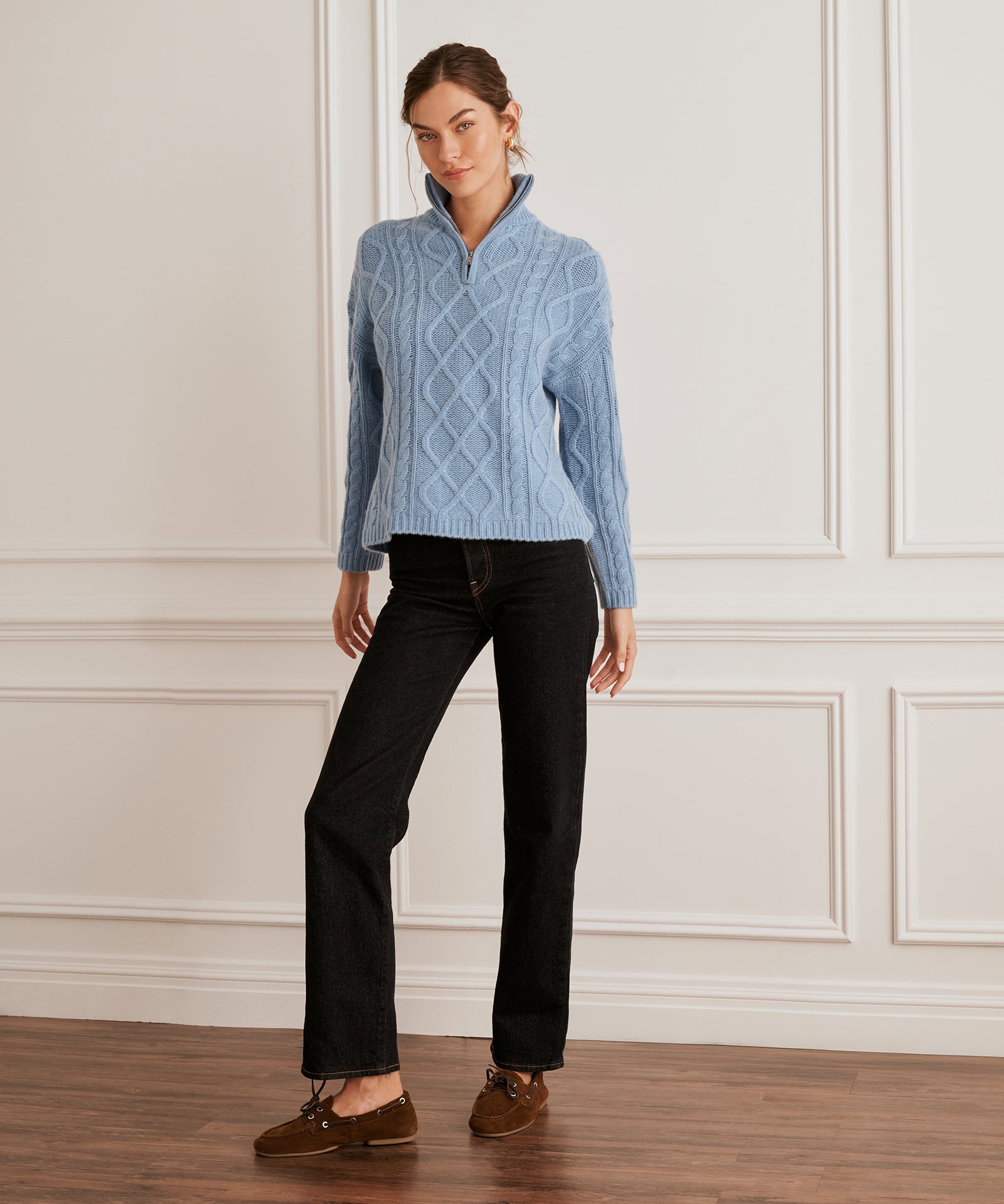 Super Luxe Cashmino Cable Quarter Zip – NAADAM