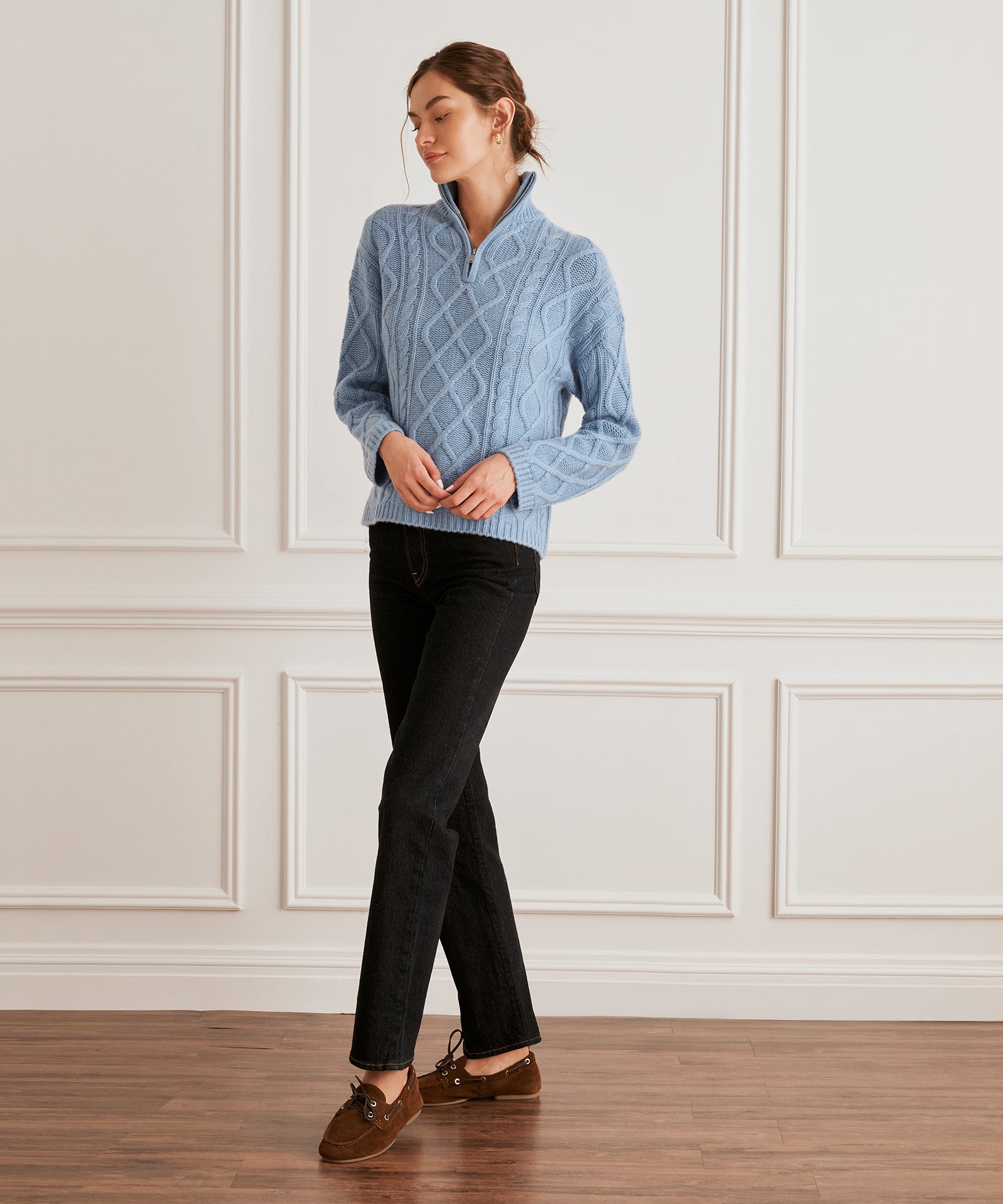 Super Luxe Cashmino Cable Quarter Zip – NAADAM