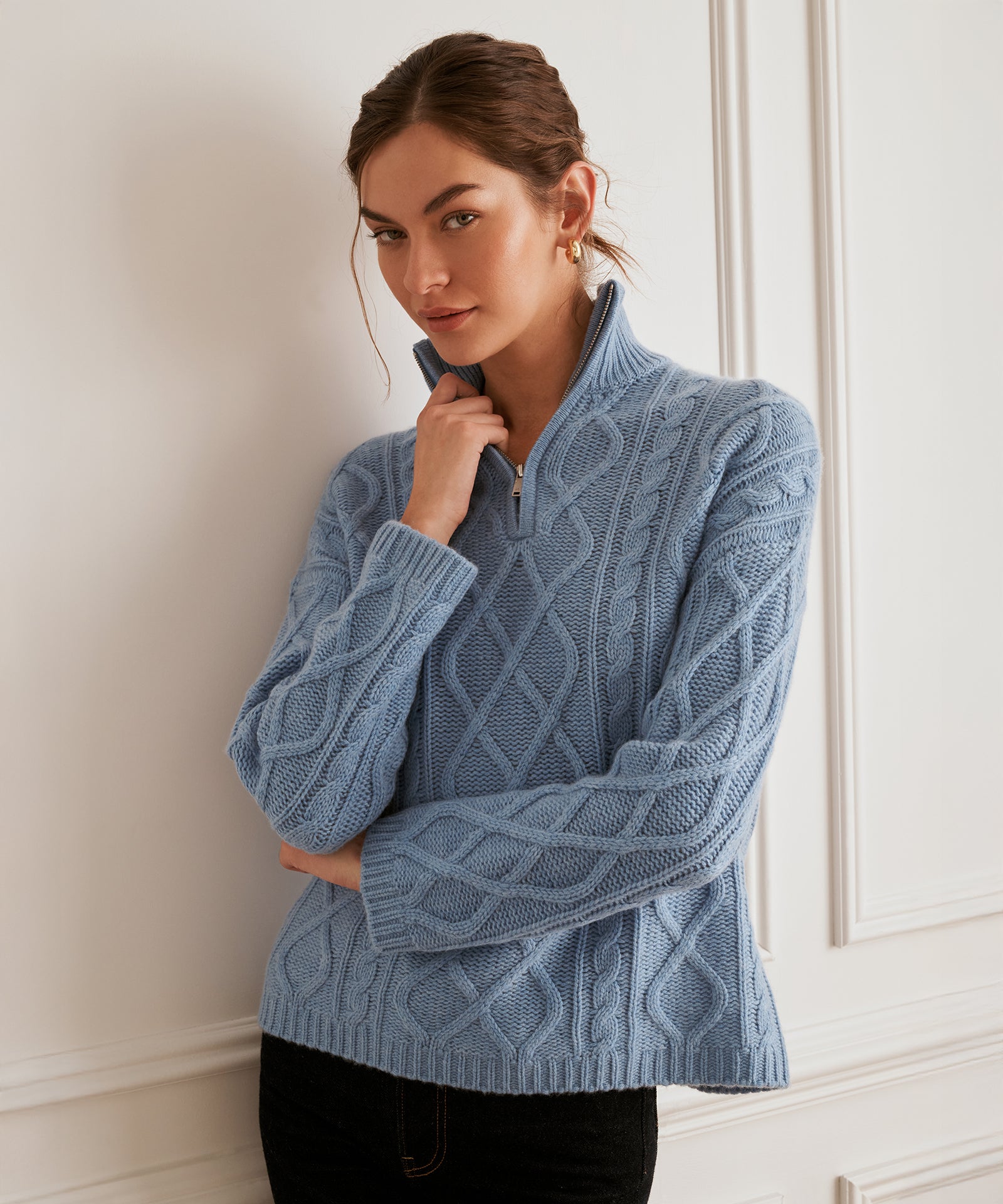 Super Luxe Cashmino Cable Quarter Zip – NAADAM