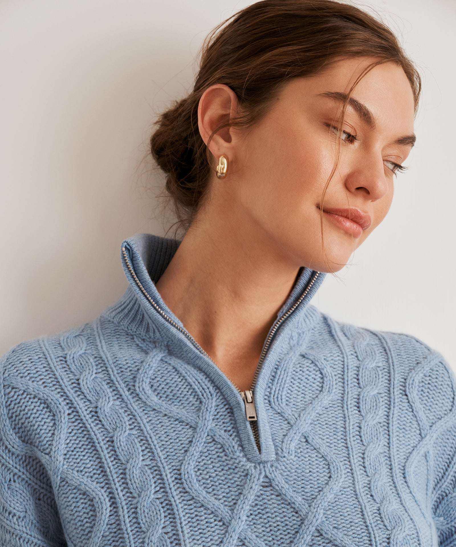 Super Luxe Cashmino Cable Quarter Zip – NAADAM