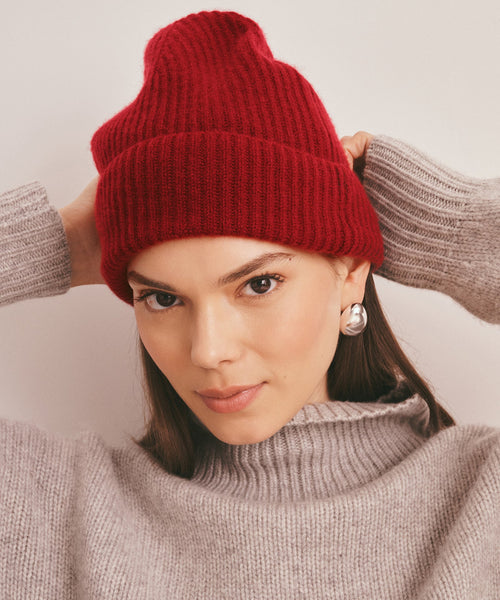 NEW Tesma Cashmere Ribbed Knit Beanie Cashmere beanie black – TOTEME main image 3