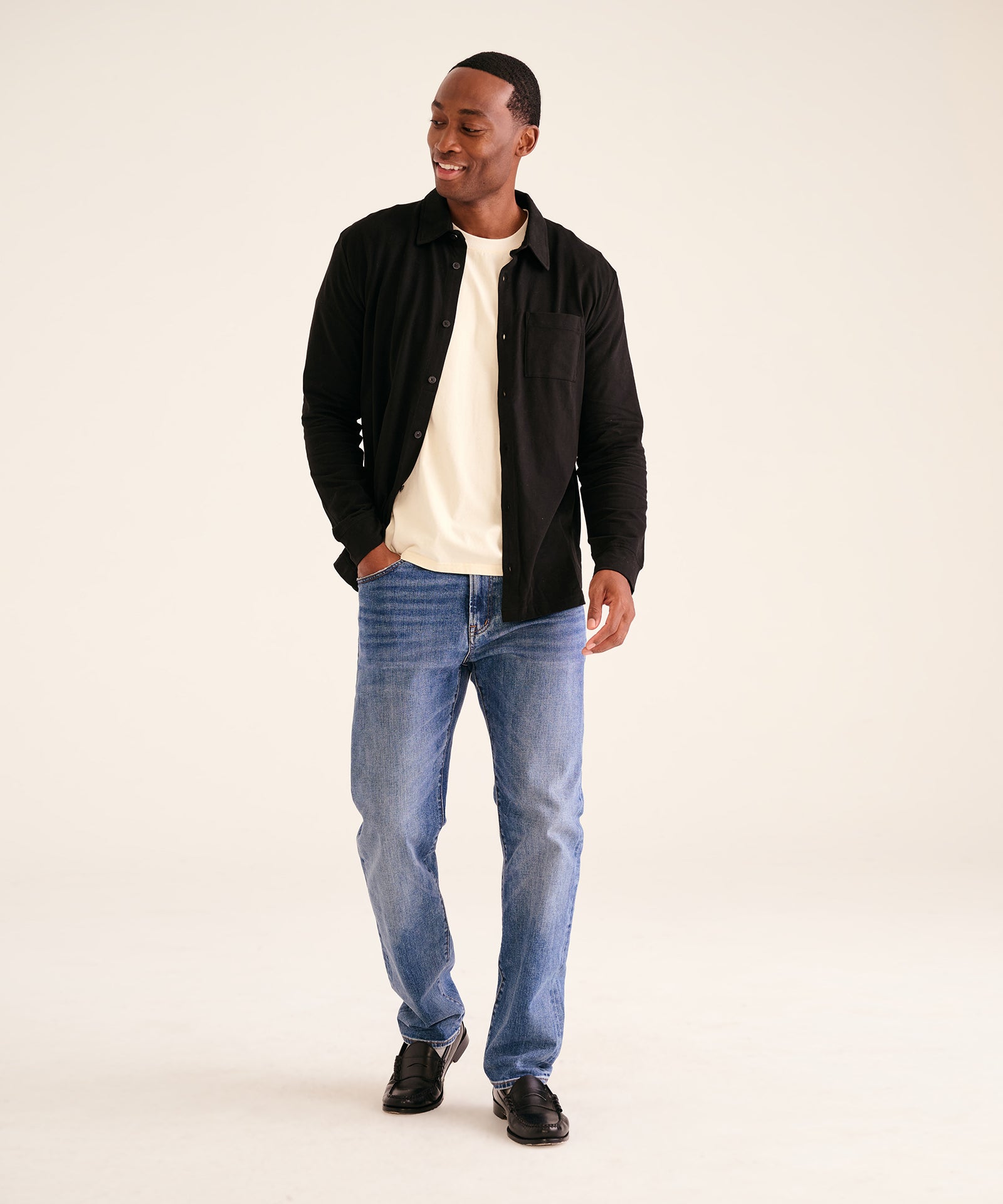 NAADAM The Long Sleeve Button Down Tee in White - XS - Gifts for Him