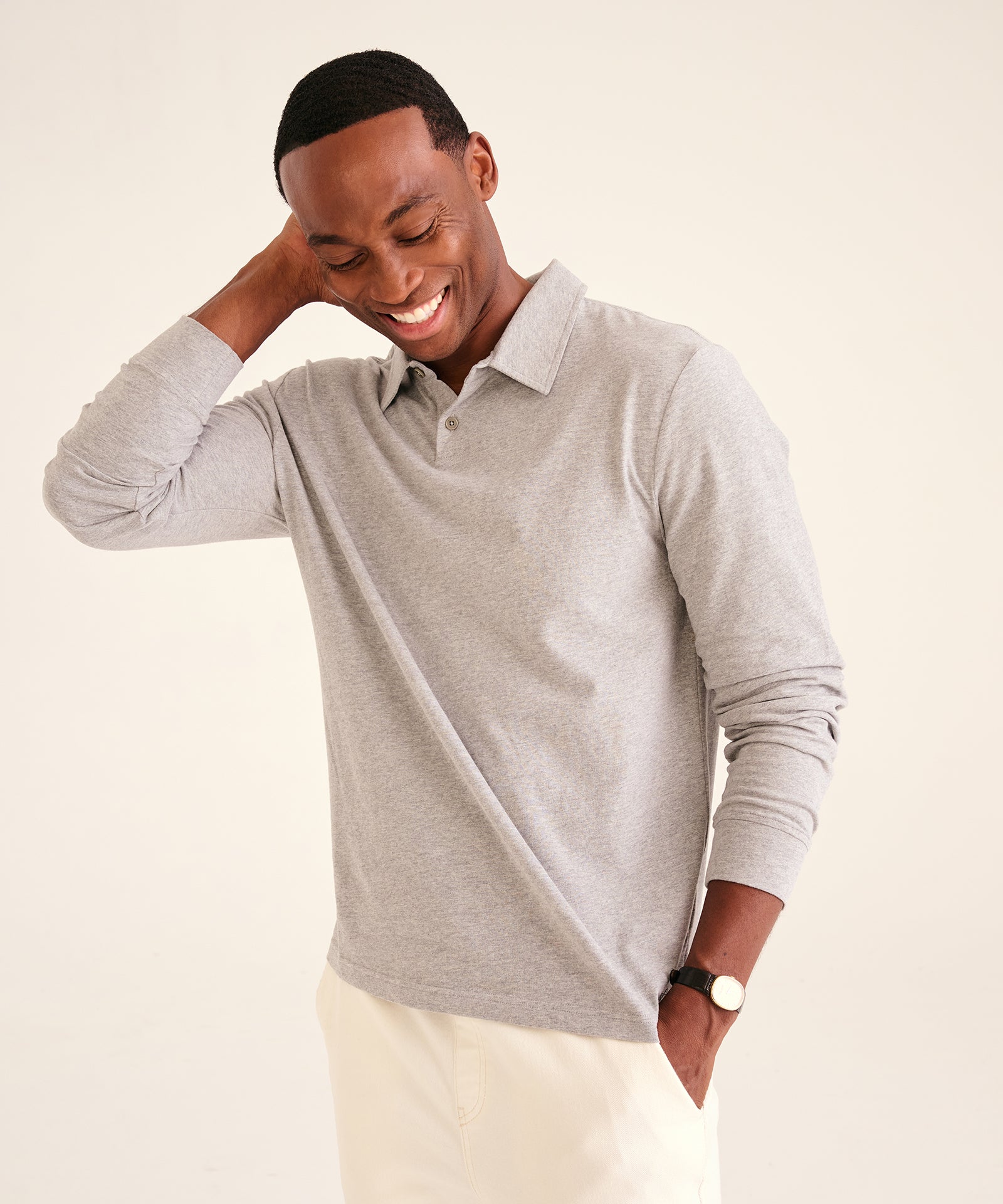トップス lidnm Te/Ca Milled Light Polo M The_Long_Sleeve_PoloMedium_Gra