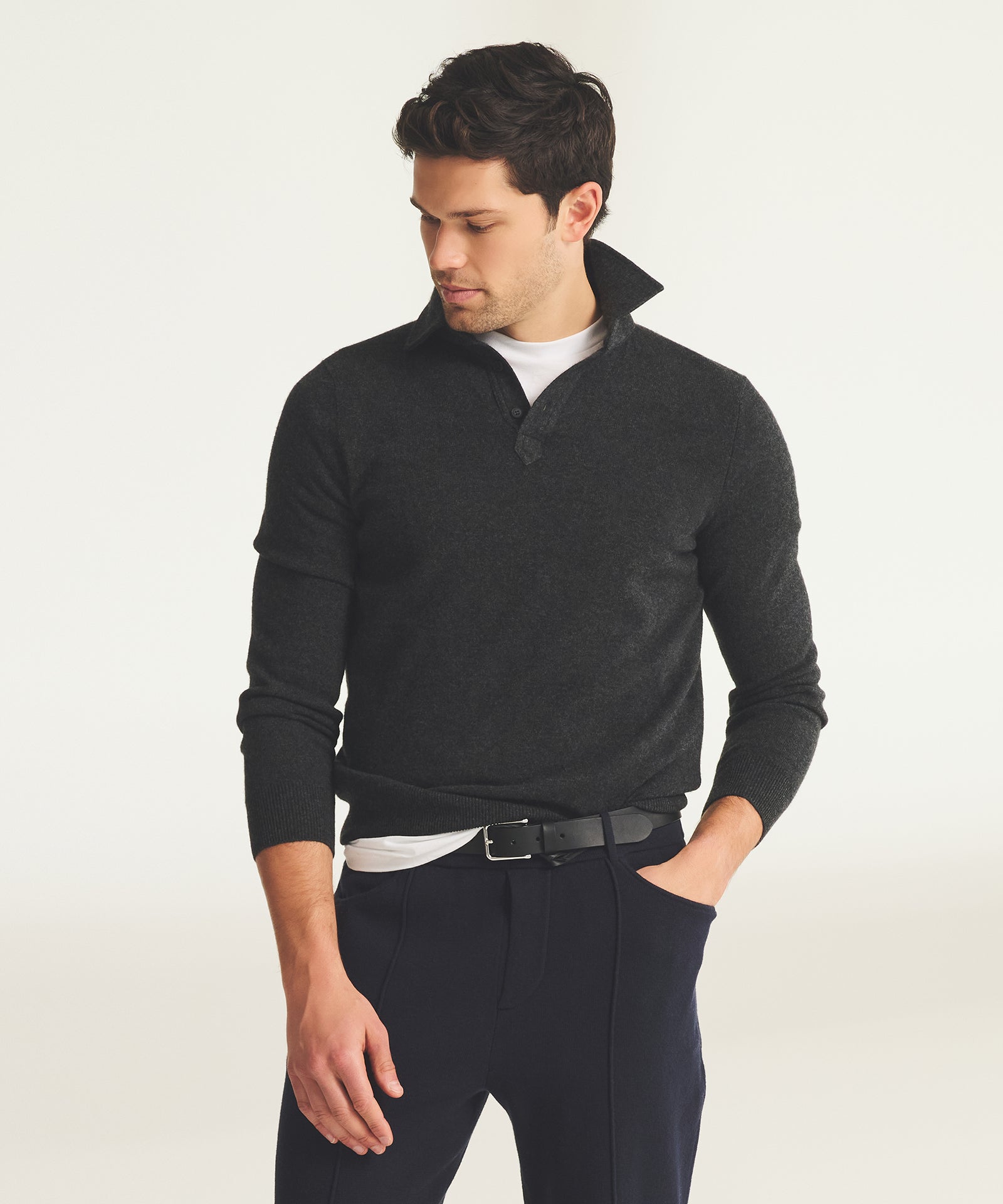 Signature Cashmere Long Sleeve Polo – NAADAM