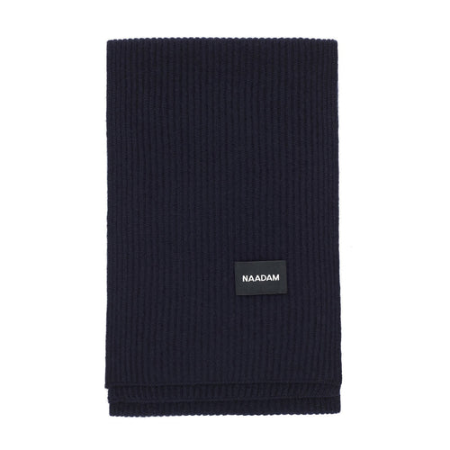 Signature Ribbed Cashmere Scarf Navy