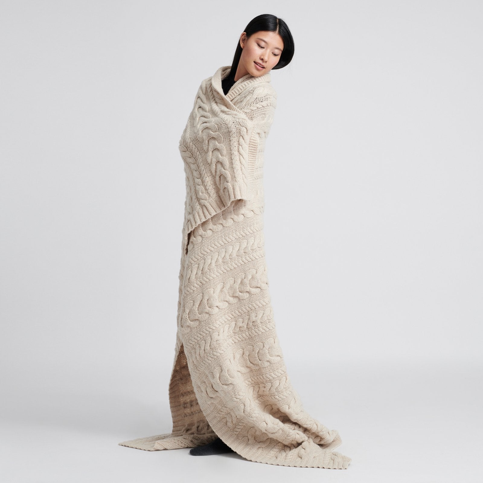 Luxe Cable Knit Wool Blanket NAADAM