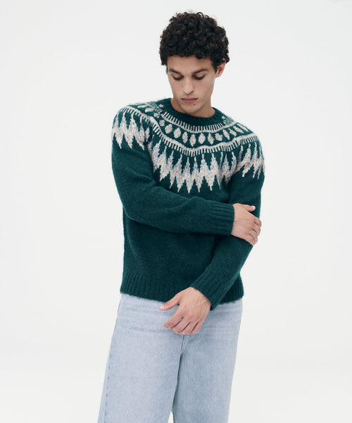Green fair isle sweater clearance
