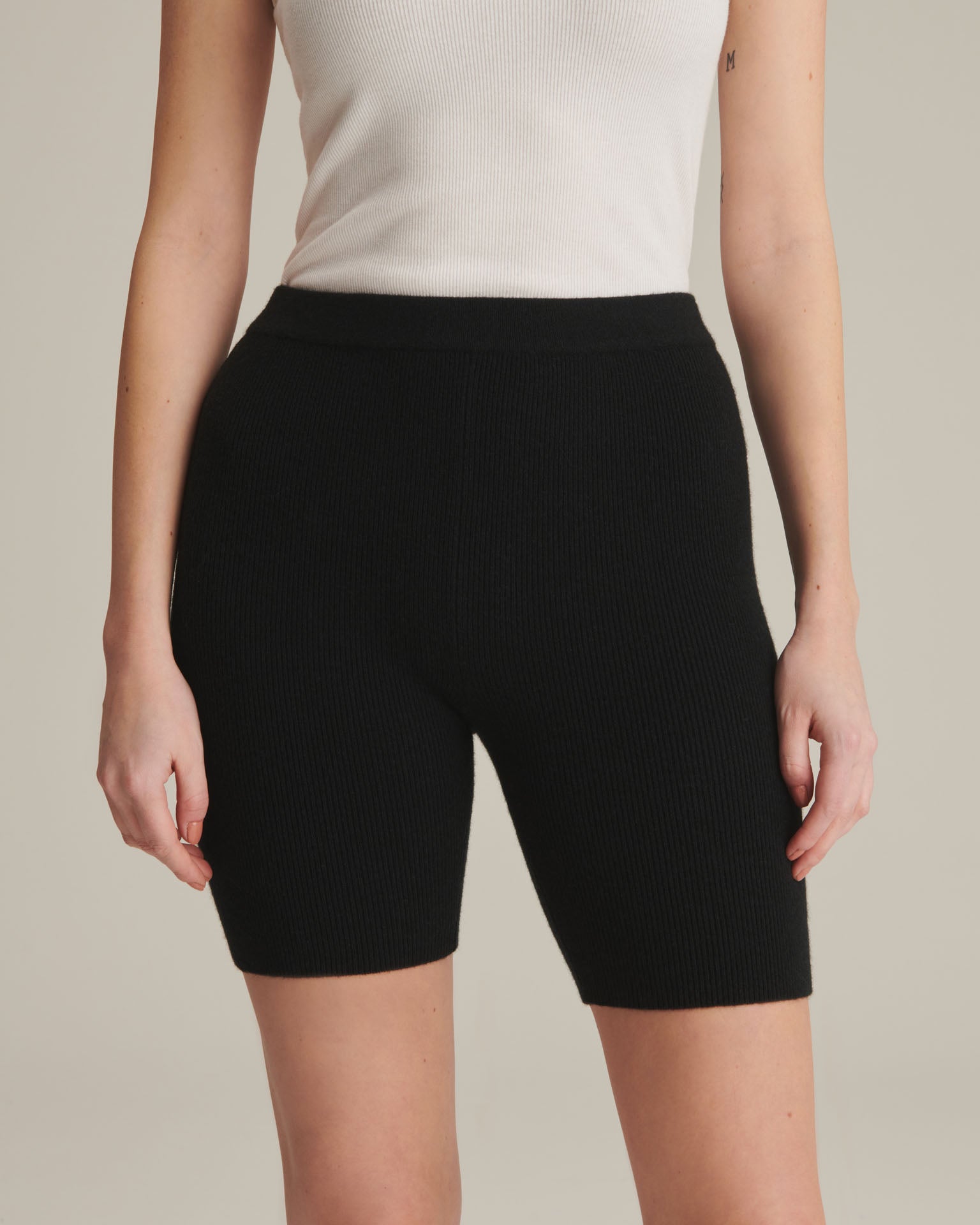 Recycled Cashmere Ribbed Biker Short – NAADAM