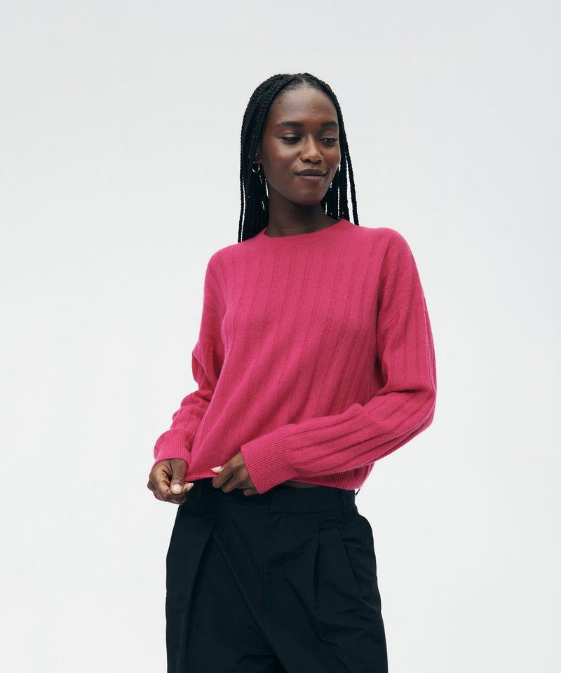 Lightweight Cashmere Ribbed Cropped Sweater NAADAM