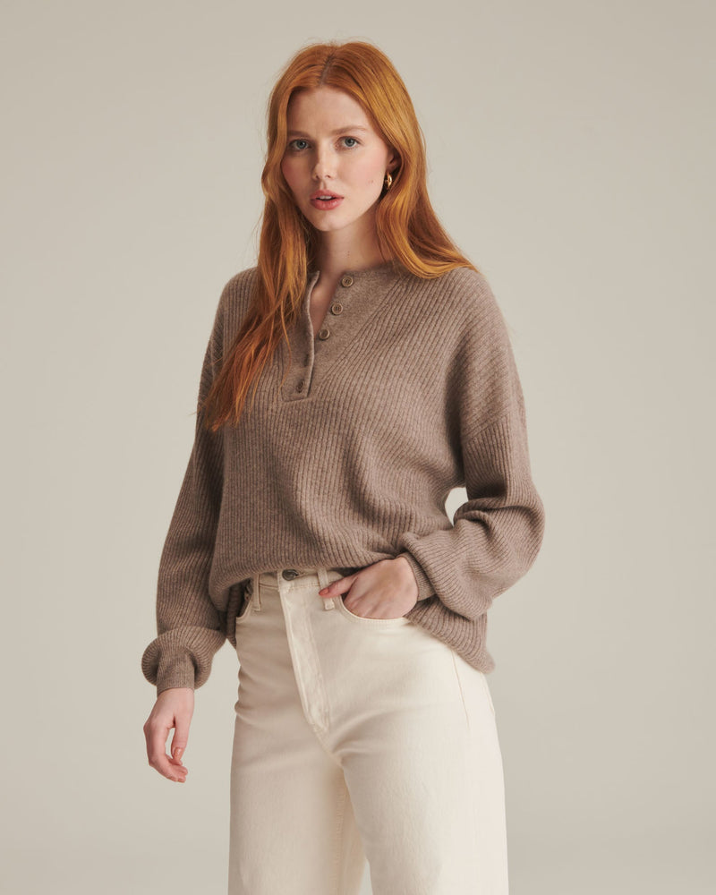Men's cashmere henley sweater store
