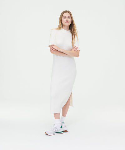 Naadam Luxe Boucle Knit Dress in White Xs