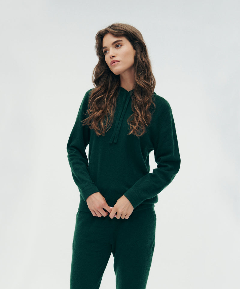 Green cashmere hoodie cheap